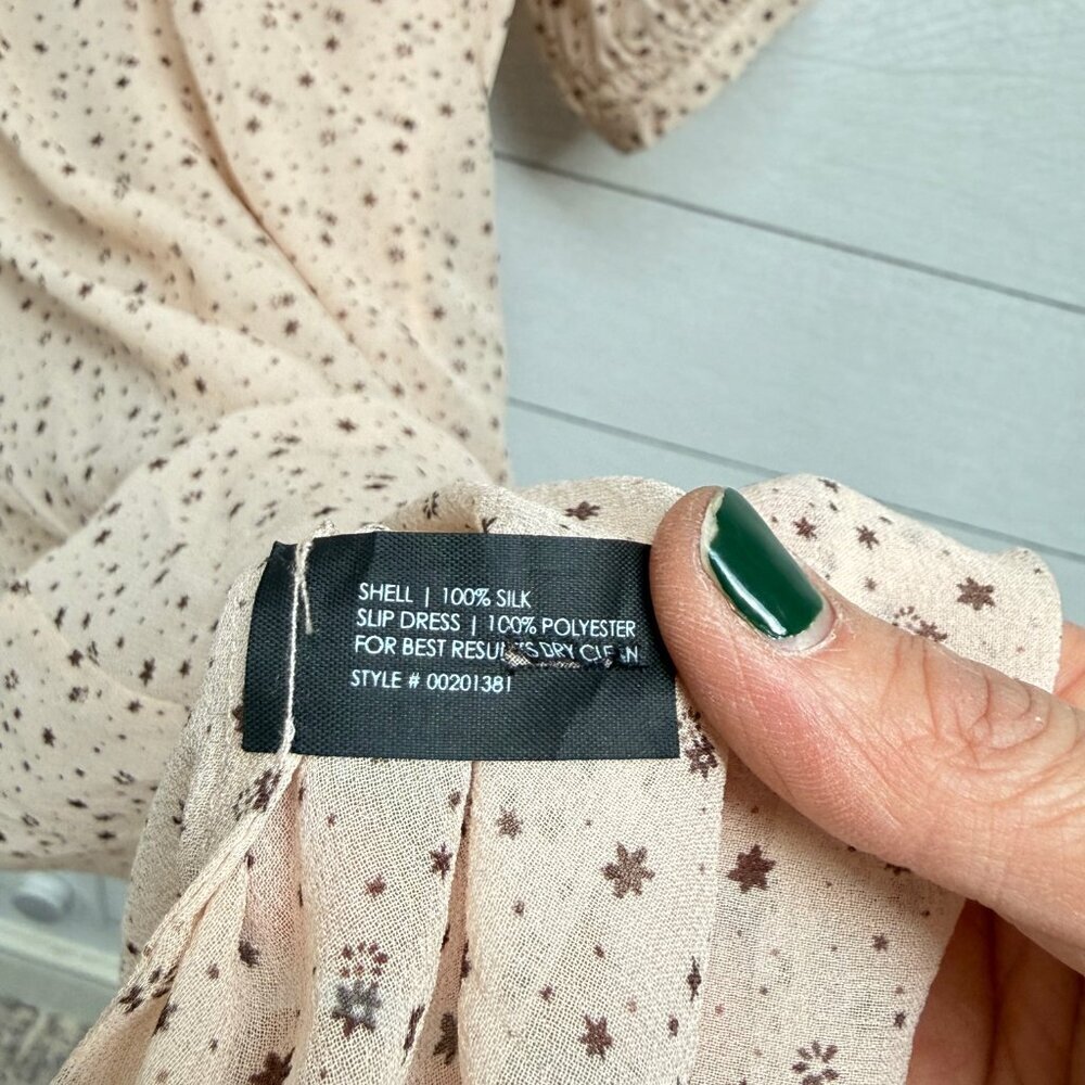 Club Monaco | Silk Star Print Sheer Dress – Romantic Minimalist | Size 12 - Picture 9 of 10